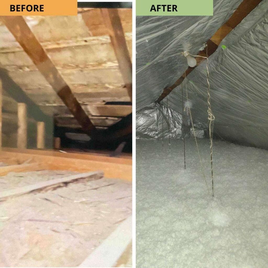 Insulation before and after